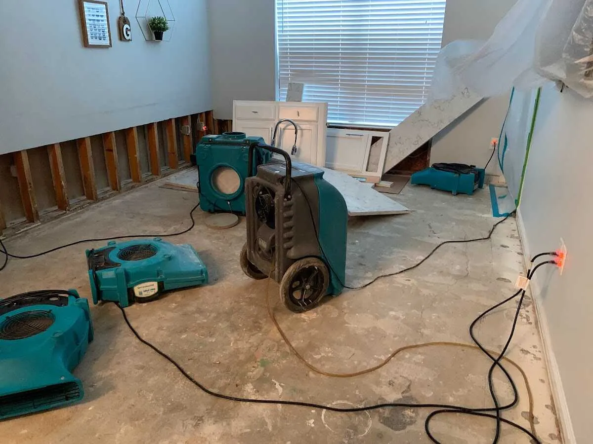 Dehumidifier in flood-cut room for Water Damage Restoration in Manlius