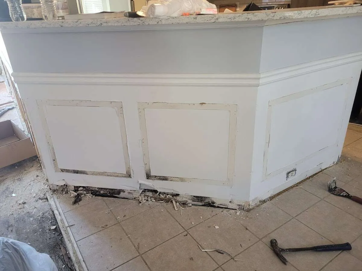 Water damage and mold on kitchen during Storm Damage Restoration in Manlius